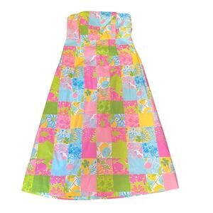 Lilly Pulitzer Patchwork Floral Back Tie Dress Sz. 4 Vintage White Label
